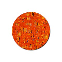 Orange Pattern Rubber Coaster (round) 