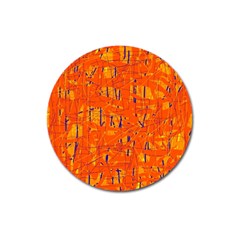 Orange Pattern Magnet 3  (round) by Valentinaart