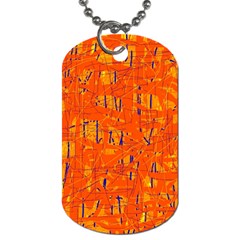 Orange Pattern Dog Tag (one Side) by Valentinaart