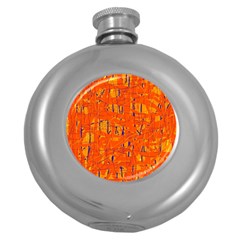 Orange Pattern Round Hip Flask (5 Oz)