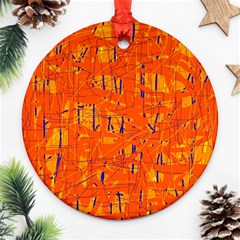 Orange Pattern Round Ornament (two Sides) 