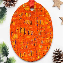 Orange Pattern Oval Ornament (two Sides)