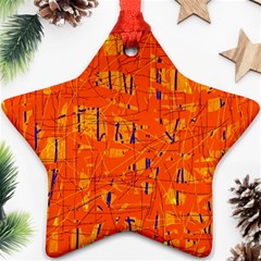 Orange Pattern Star Ornament (two Sides)  by Valentinaart