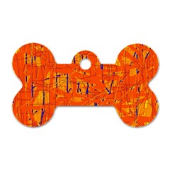 Orange Pattern Dog Tag Bone (one Side) by Valentinaart