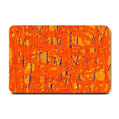 Orange Pattern Small Doormat  by Valentinaart