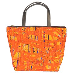 Orange Pattern Bucket Bags by Valentinaart