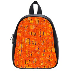 Orange Pattern School Bags (small)  by Valentinaart