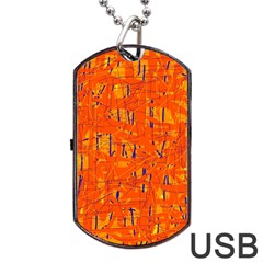 Orange Pattern Dog Tag Usb Flash (two Sides) 