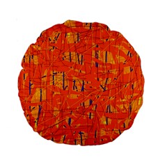 Orange Pattern Standard 15  Premium Round Cushions