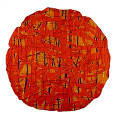 Orange Pattern Large 18  Premium Round Cushions