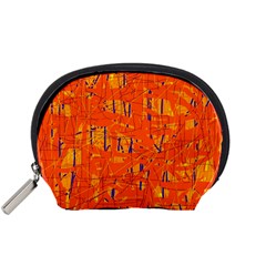 Orange Pattern Accessory Pouches (small)  by Valentinaart