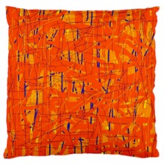 Orange Pattern Large Flano Cushion Case (one Side)