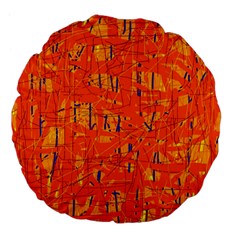 Orange Pattern Large 18  Premium Flano Round Cushions