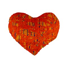 Orange Pattern Standard 16  Premium Flano Heart Shape Cushions by Valentinaart