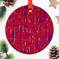 Red And Blue Pattern Ornament (round) 