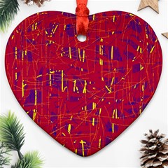 Red And Blue Pattern Ornament (heart)  by Valentinaart