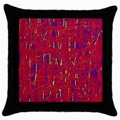 Red And Blue Pattern Throw Pillow Case (black) by Valentinaart