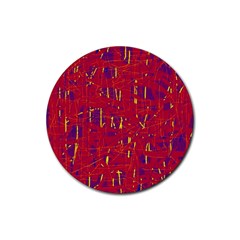 Red And Blue Pattern Rubber Coaster (round) 