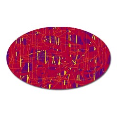 Red And Blue Pattern Oval Magnet