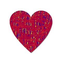 Red And Blue Pattern Heart Magnet by Valentinaart