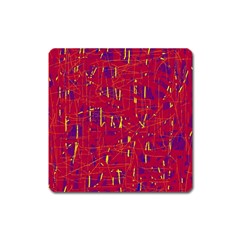 Red And Blue Pattern Square Magnet