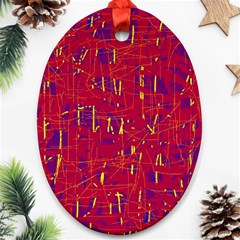 Red And Blue Pattern Oval Ornament (two Sides) by Valentinaart