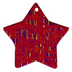 Red And Blue Pattern Star Ornament (two Sides)  by Valentinaart