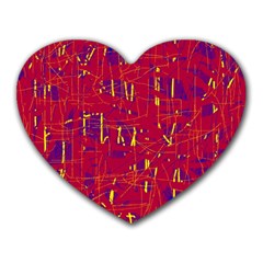 Red And Blue Pattern Heart Mousepads by Valentinaart