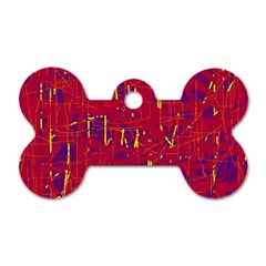 Red And Blue Pattern Dog Tag Bone (one Side) by Valentinaart