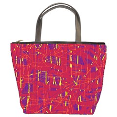 Red And Blue Pattern Bucket Bags by Valentinaart