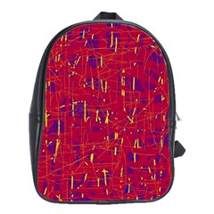 Red And Blue Pattern School Bags(large)  by Valentinaart