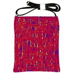 Red And Blue Pattern Shoulder Sling Bags by Valentinaart