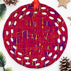 Red And Blue Pattern Ornament (round Filigree) 