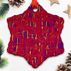 Red And Blue Pattern Snowflake Ornament (2-side) by Valentinaart