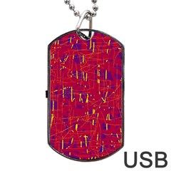 Red And Blue Pattern Dog Tag Usb Flash (two Sides) 