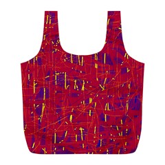 Red And Blue Pattern Full Print Recycle Bags (l)  by Valentinaart