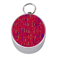 Red And Blue Pattern Mini Silver Compasses