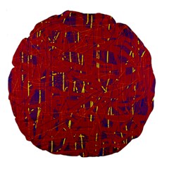 Red And Blue Pattern Large 18  Premium Flano Round Cushions