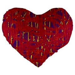 Red And Blue Pattern Large 19  Premium Flano Heart Shape Cushions by Valentinaart