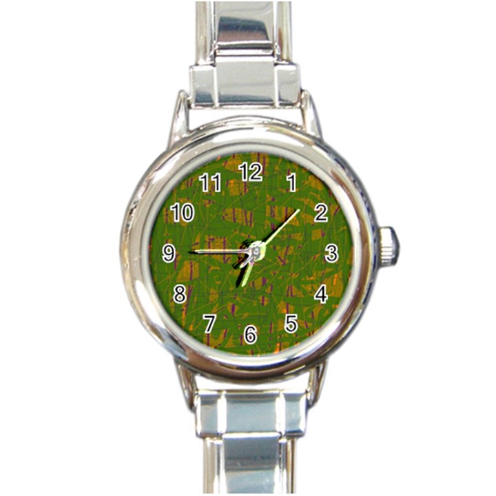 Green pattern Round Italian Charm Watch