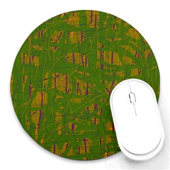 Green Pattern Round Mousepads by Valentinaart