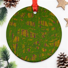 Green Pattern Ornament (round)  by Valentinaart