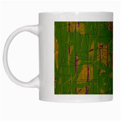 Green Pattern White Mugs