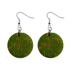 Green Pattern Mini Button Earrings