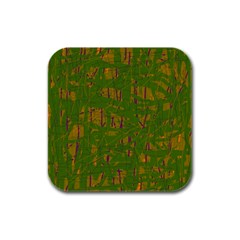 Green Pattern Rubber Square Coaster (4 Pack) 