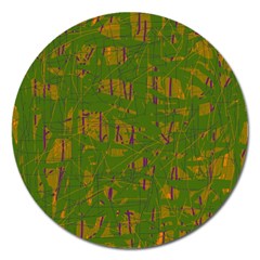 Green Pattern Magnet 5  (round) by Valentinaart