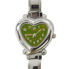 Green Pattern Heart Italian Charm Watch