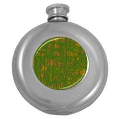 Green Pattern Round Hip Flask (5 Oz) by Valentinaart