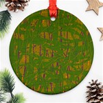 Green pattern Round Ornament (Two Sides)  Back