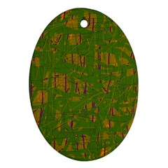 Green Pattern Oval Ornament (two Sides)